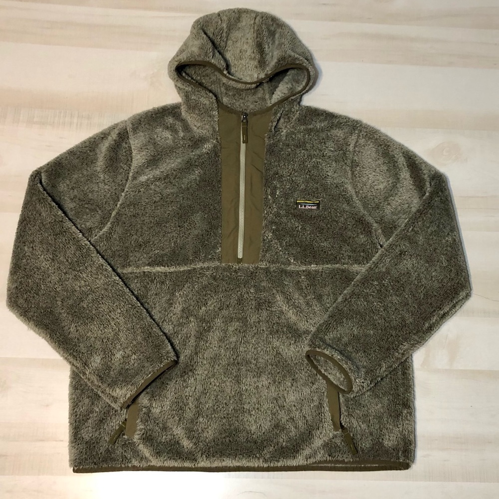 L.L. Bean Hi-pile fleece Sherpa 1/2 zip Hoodie jacket